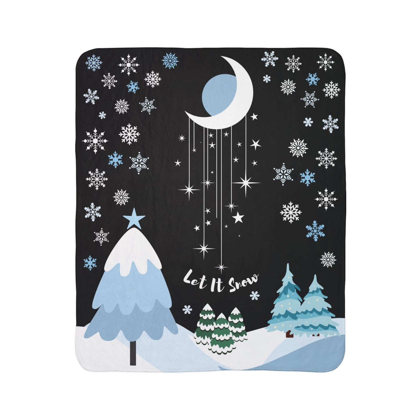 Cozy Sherpa Fleece Throw Blanket - 'Let It Snow' Design