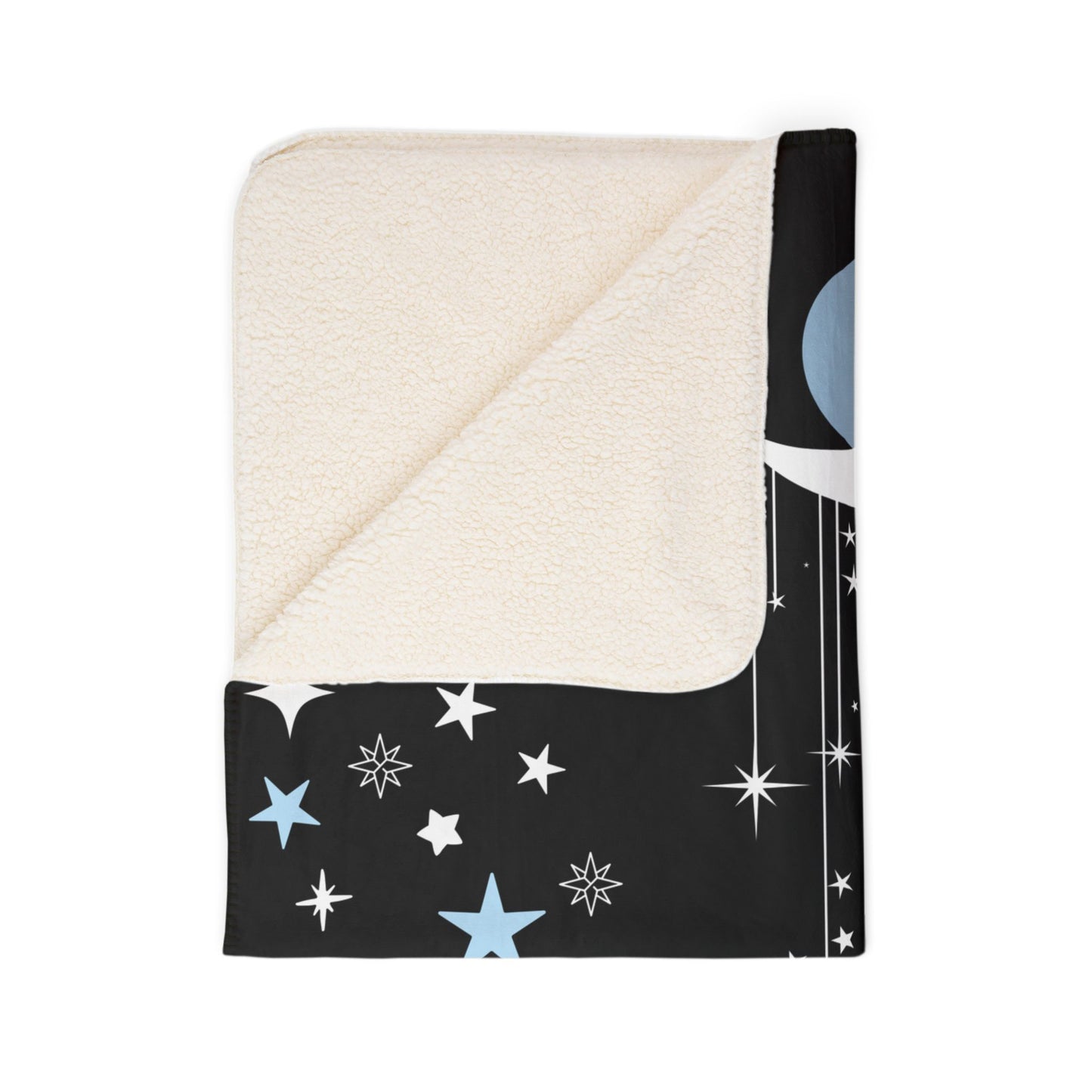 Cozy Sherpa Fleece Throw Blanket - 'Wish Upon A Star' Design