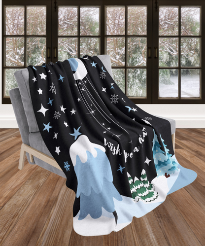 Cozy Sherpa Fleece Throw Blanket - 'Wish Upon A Star' Design