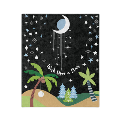 Tropical Christmas "Wish Upon A Star" - Cozy Fleece Throw Blanket