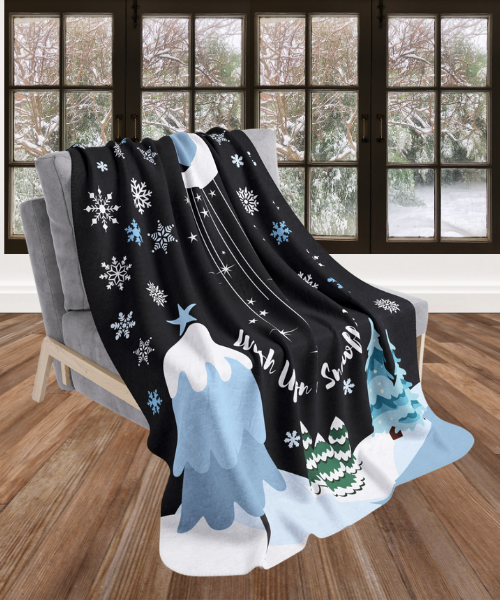 Cozy Sherpa Fleece Throw Blanket - 'Wish Upon a Snowflake' Design