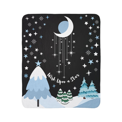 Cozy Sherpa Fleece Throw Blanket - 'Wish Upon A Star' Design